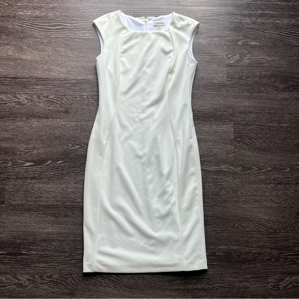 Calvin Klein Ivory Cap-Sleeve Sheath Dress